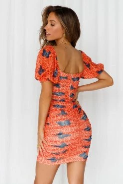 Hello Molly Butterfly Fly Away Dress Orange Bodycon Dresses