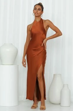 Hello Molly Light Minds Midi Dress Chocolate Formal Dresses