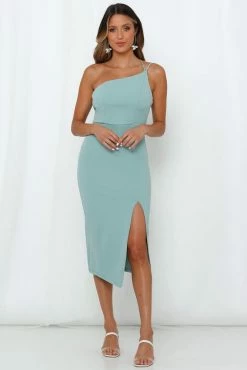 HELLO MOLLY Taking It Back Dress Sage Backless Dresses