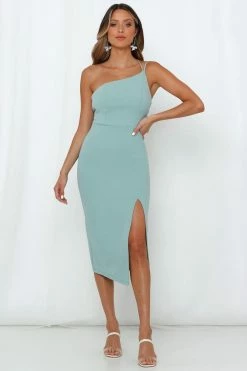 HELLO MOLLY Taking It Back Dress Sage Backless Dresses