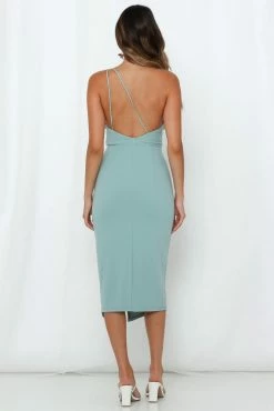 HELLO MOLLY Taking It Back Dress Sage Backless Dresses