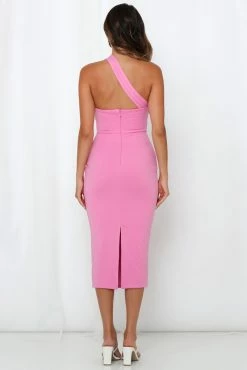 Hello Molly Be My Valentyne Midi Dress Pink Bodycon Dresses