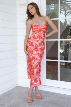 Hello Molly Hotline Babe Midi Dress Orange