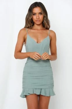 Hello Molly Every Single Time Dress Sage Bodycon Dresses