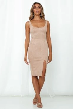 Hello Molly Give Me One More Minute Midi Dress Mocha Bodycon Dresses