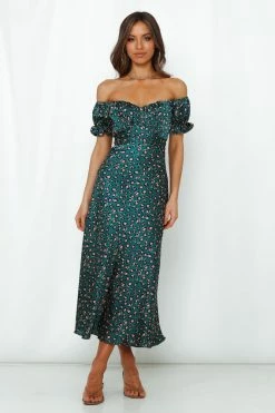 Hello Molly Spiced Ginger Medley Maxi Dress Green Leopard