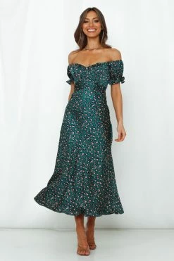 Hello Molly Spiced Ginger Medley Maxi Dress Green Leopard