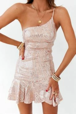 Hello Molly Night City Fever Dress Rose Gold Sequins