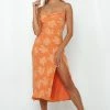 Hello Molly Drinks On Me Midi Dress Orange