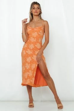 Hello Molly Drinks On Me Midi Dress Orange
