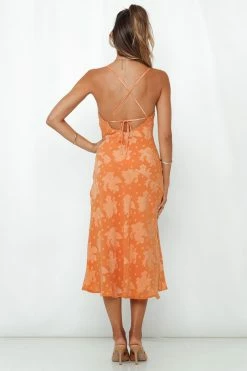 Hello Molly Drinks On Me Midi Dress Orange
