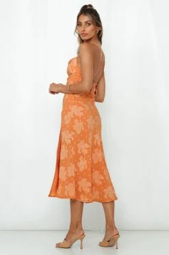 Hello Molly Drinks On Me Midi Dress Orange