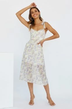 Hello Molly Floral Dresses Condensed Heart Midi Dress Yellow