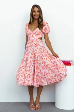 Hello Molly Dish It Out Midi Dress Pink Backless Dresses