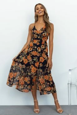 Hello Molly Serenely Yours Midi Dress Black Floral Dresses