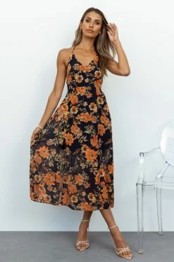 Hello Molly Serenely Yours Midi Dress Black Floral Dresses