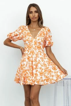 Hello Molly Floral Dresses Optimistic Sights Dress Orange