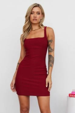 Hello Molly Daily Scoop Dress Wine Bodycon Dresses
