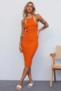 Hello Molly Bodycon Dresses Always Trendy Midi Dress Orange