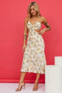 Hello Molly Mimosa Queen Midi Dress Floral Backless Dresses
