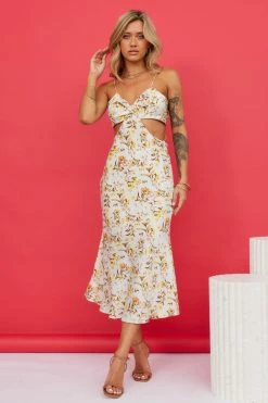 Hello Molly Mimosa Queen Midi Dress Floral Backless Dresses
