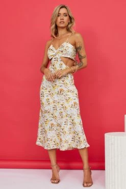 Hello Molly Mimosa Queen Midi Dress Floral Backless Dresses