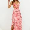Hello Molly Backless Dresses Bloomed Up Maxi Dress Red