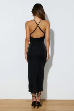 Hello Molly Fated Love Midi Dress Black Shimmer