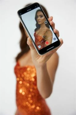 Hello Molly Disco Dancing Maxi Dress Orange Sequin Bodycon Dresses