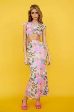 Hello Molly Floral Dresses Groovy Feeling Midi Dress Pink
