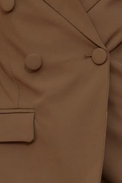 Hello Molly Long Sleeve Dresses Ready Girl Go Blazer Dress BROWN