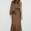 Hello Molly Long Sleeve Dresses Won Over Midi Dress Brown