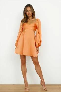 Hello Molly Done With You Dress Orange Long Sleeve Dresses
