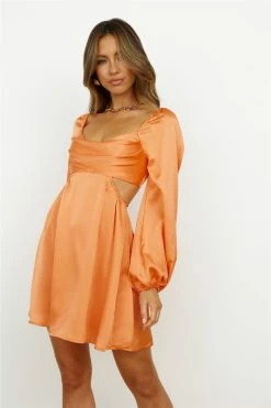 Hello Molly Done With You Dress Orange Long Sleeve Dresses