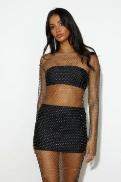 Hello Molly Long Sleeve Dresses Take Me To Shine Midi Dress Set Black