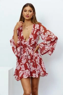 Hello Molly Floral Dresses Speak A Little Louder Dress Rust
