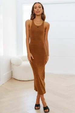 Hello Molly Backless Dresses Question Time Maxi Dress Brown
