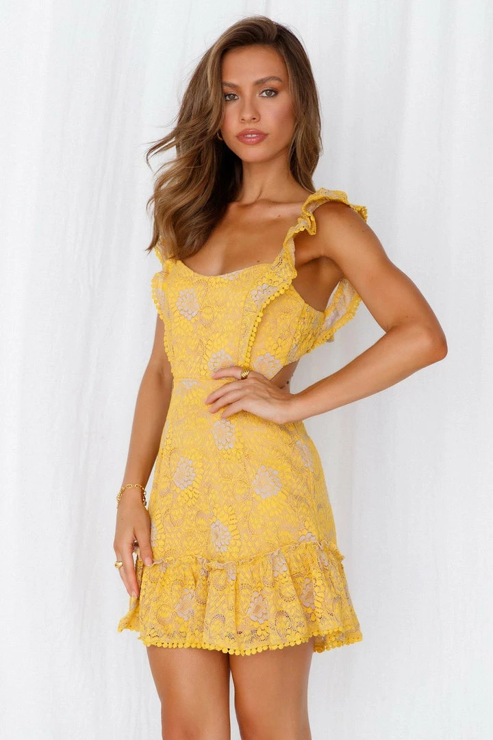 Brand new โ๏ธ Hello Molly Backless ๐ Dresses Forever Love ๐ Dress Yellow โญ 6 Hello Molly Backless Dresses Forever Love Dress Yellow