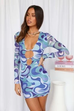 RUNAWAY Kapri Mini Dress Blue Bodycon Dresses