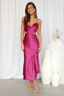 Hello Molly Backless Dresses Purely Charmed Midi Dress Fuchsia