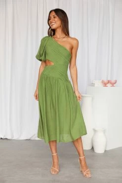 Hello Molly Day Dresses Meadow Secrets Midi Dress Green