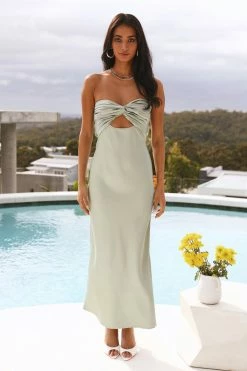Hello Molly Backless Dresses Curious Heart Maxi Dress Green