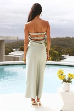 Hello Molly Backless Dresses Curious Heart Maxi Dress Green