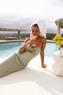 Hello Molly Backless Dresses Curious Heart Maxi Dress Green