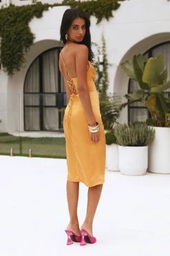 Wholesale 🛒 Hello Molly Bodycon 👗 Dresses My Fierce Heart Midi 👗 Dress Golden 🤩 13 Hello Molly Bodycon Dresses My Fierce Heart Midi Dress Golden