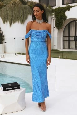 Hello Molly Daphne Maxi Sequin Dress Blue Formal Dresses
