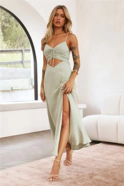Hello Molly Barbie Doll Maxi Dress Sage Backless Dresses
