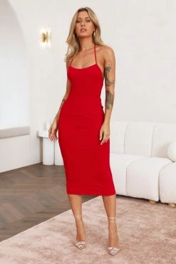 Hello Molly Longing Desire Midi Dress Red