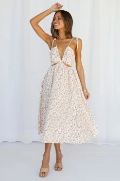 Hello Molly Simple And Sweet Midi Dress Orange