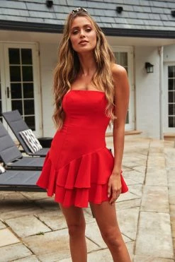 Hello Molly Moon Over Her Shoulder Dress Red